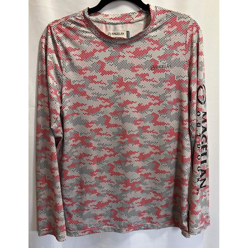Magellan Outdoors Kids Fish Gear Red Camo Long Sleeve Shirt Size L 14-16 Classic